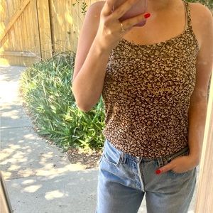 Jonathan Martin Brown Floral Tank Top